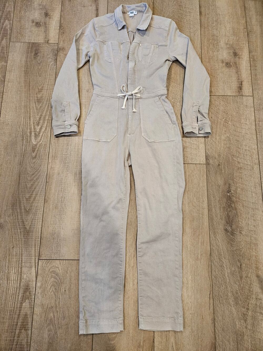 PAIGE Blaire Utility Jumpsuit Vintage Eros Rose Pink Denim Tie Waist Sz 0